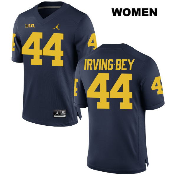 Women's NCAA Michigan Wolverines Deron Irving-Bey #44 Navy Jordan Brand Authentic Stitched Football College Jersey FB25X27PA